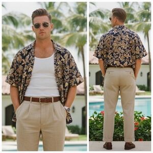 NWOT CAMPIA Moda XL Vintage 90s Tropical Retro Eclectic Grandpa Resortwear Shirt